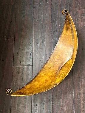 Mustard Yellow/Brown Large Metal Boat Shaped Decorative Bowl